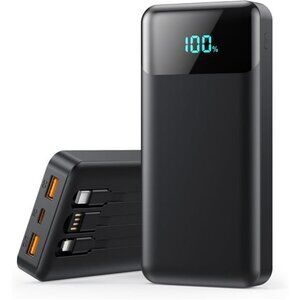40800mAh Power Bank Fast Charger Built In Cables USB C for iPhone Android